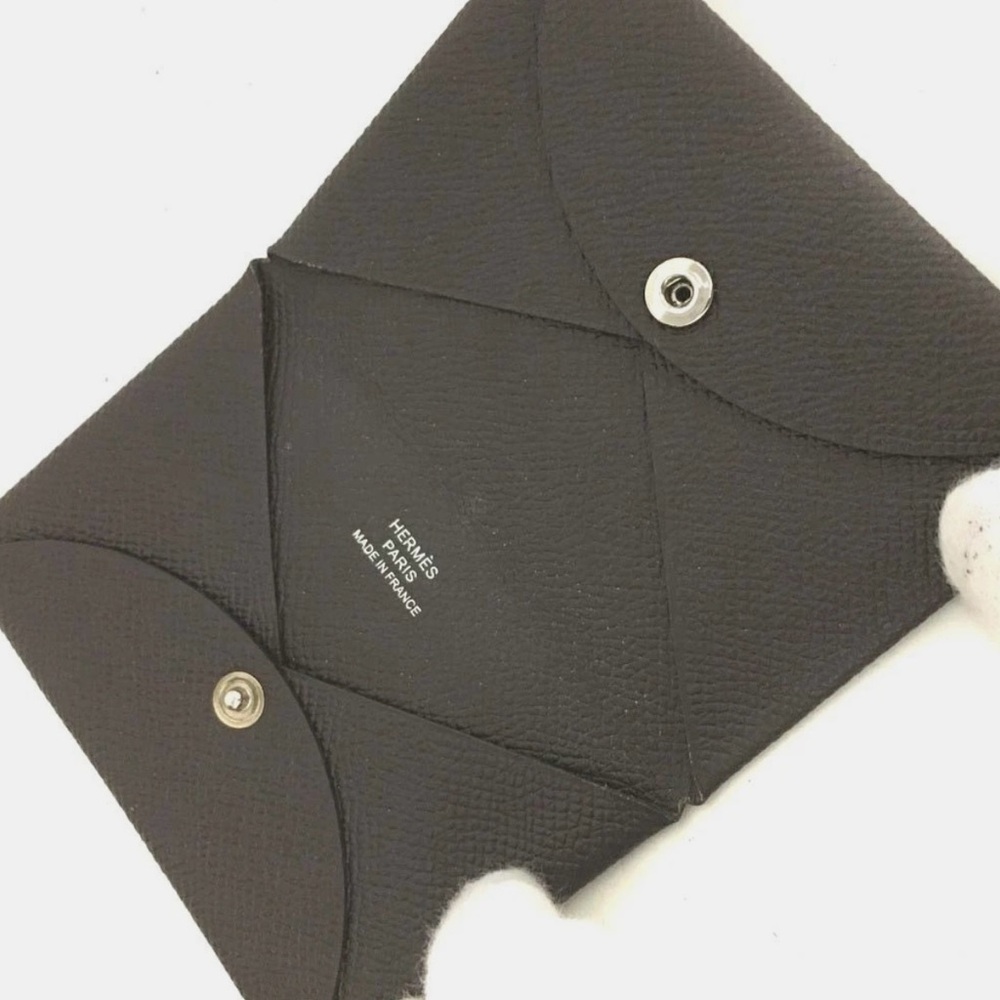 ❌SOLD❌ Hermes Dark Brown Epsom Leather Calvi Card Case - Picture 5 of 6